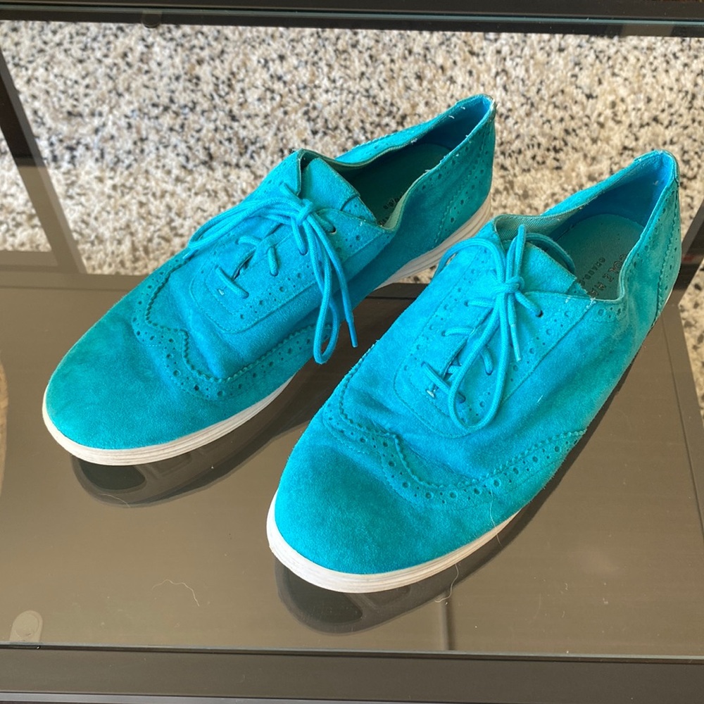 Cole Haan turquoise suede lace up oxfords